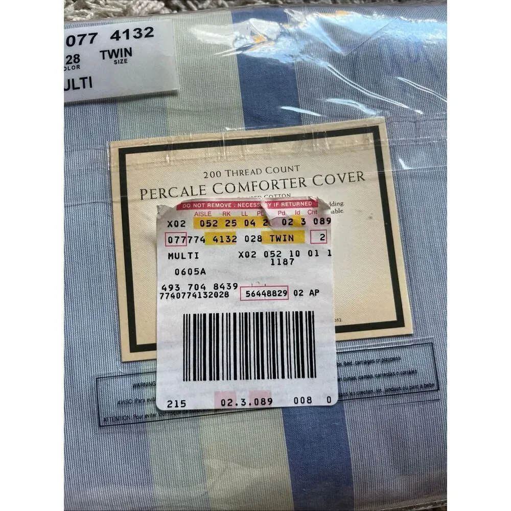NEW Vintage EDDIE BAUER Twin Percale Comforter Cover Multi Striped
